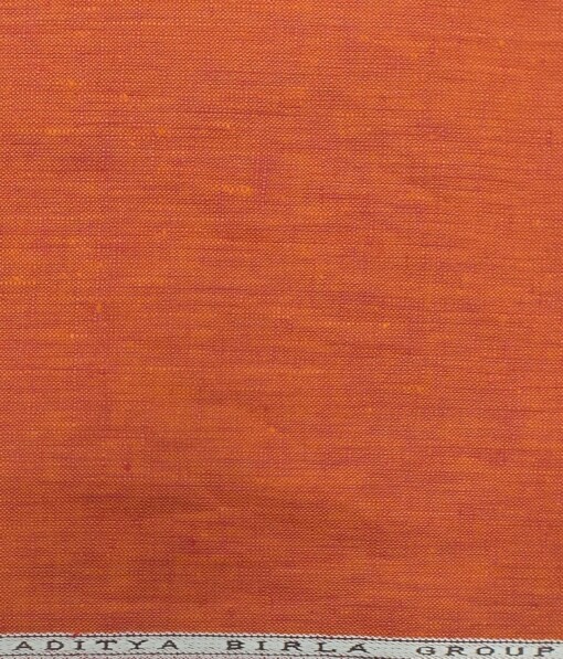 Linen Club Amber Orange 100% Pure Linen Kurta Fabric