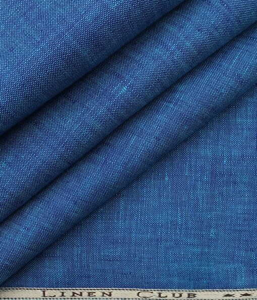Linen Club Dark Sapphire Blue 100% Pure Linen Kurta Fabric