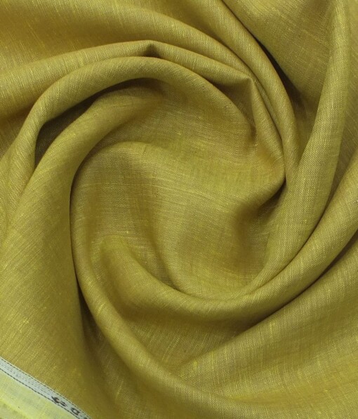 Linen Club Mustard Yellow 100% Pure Linen Kurta Fabric