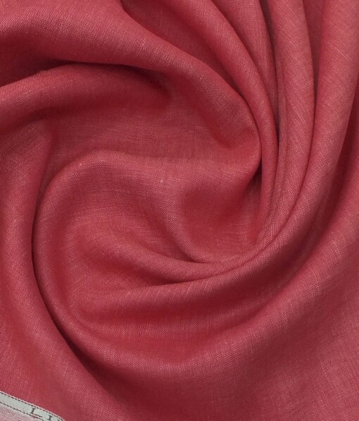 Linen Club Raspberry Red 100% Pure Linen Kurta Fabric