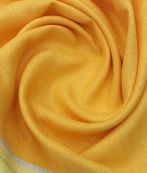 Linen Club Fire Yellow 60 LEA 100% Pure Linen Kurta Fabric