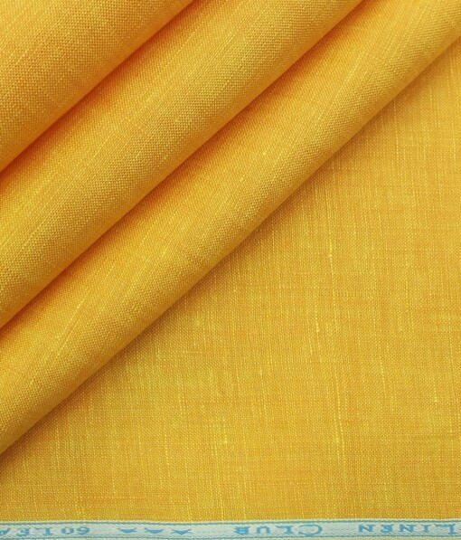 Linen Club Fire Yellow 60 LEA 100% Pure Linen Kurta Fabric
