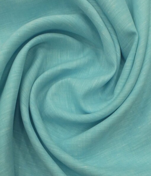 Linen Club Tiffany Blue 70 LEA 100% Pure Linen Kurta Fabric