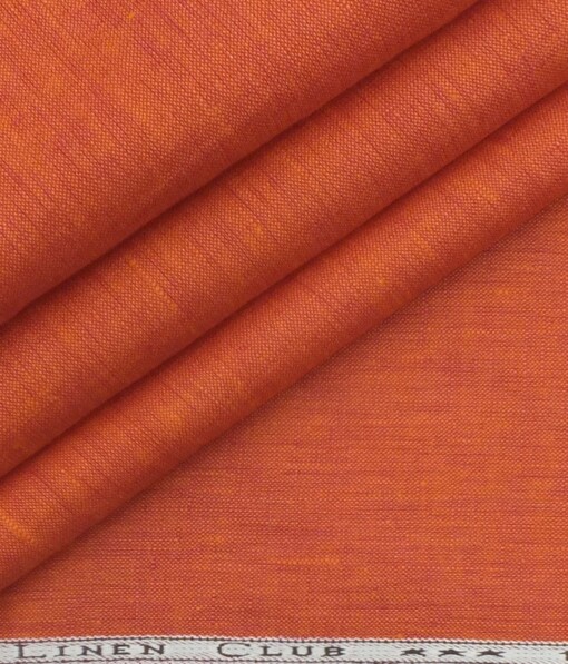Linen Club Amber Orange 100% Pure Linen Shirt Fabric