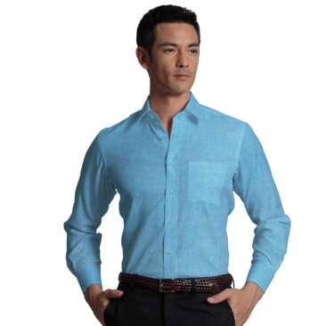 Linen Club Light Electric Blue 100% Pure Linen Shirt Fabric