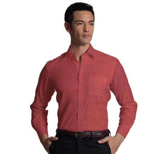 Linen Club Raspberry Red 100% Pure Linen Shirt Fabric