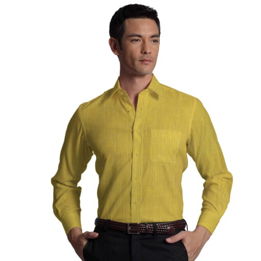 Linen Club Honey Yellow 60 LEA 100% Pure Linen Shirt Fabric