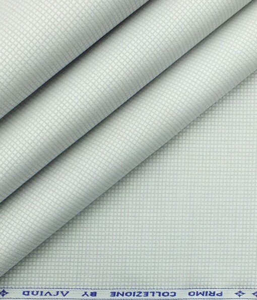 Arvind Men's Light Grey Cotton Royal Oxford Weave Shirt Fabric