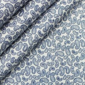 Bombay Rayon Men's White & Blue Jacquard Cotton Printed Shirt Fabric