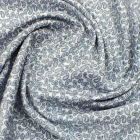 Bombay Rayon Men's White & Blue Jacquard Cotton Printed Shirt Fabric