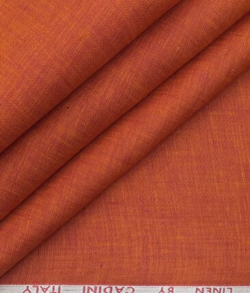 Cadini by Siyaram's Amber Orange 60 LEA 100% Pure Linen Kurta Fabric