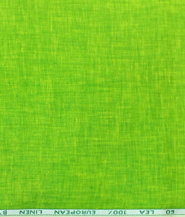 Cadini by Siyaram's Bright Green 60 LEA 100% Pure Linen Kurta Fabric