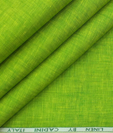 Cadini by Siyaram's Bright Green 60 LEA 100% Pure Linen Kurta Fabric