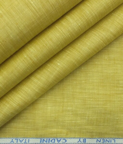Cadini by Siyaram's Canary Yellow 60 LEA 100% Pure Linen Kurta Fabric