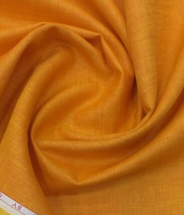 Cadini by Siyaram's Bright Orange 60 LEA 100% Pure Linen Jaquard Weave Kurta Fabric