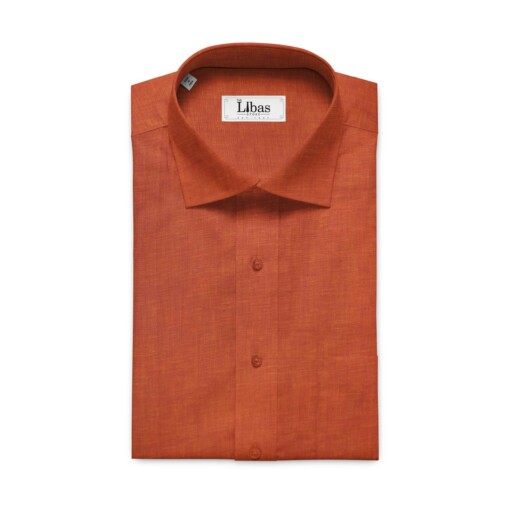 Cadini by Siyaram's Amber Orange 60 LEA 100% Pure Linen Shirt Fabric