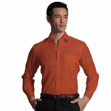 Cadini by Siyaram's Amber Orange 60 LEA 100% Pure Linen Shirt Fabric