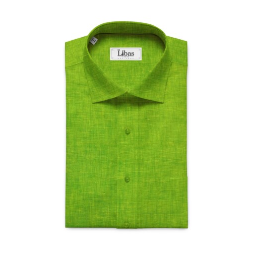 Cadini by Siyaram's Bright Green 60 LEA 100% Pure Linen Shirt Fabric