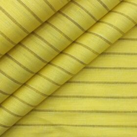 Cadini by Siyaram's Bright Yellow 60 LEA 100% Pure Linen Striped Shirt Fabric