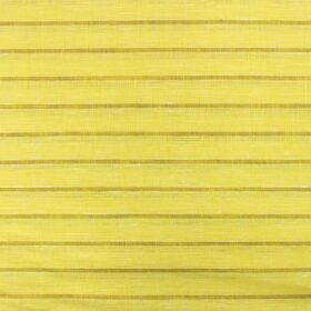 Cadini by Siyaram's Bright Yellow 60 LEA 100% Pure Linen Striped Shirt Fabric