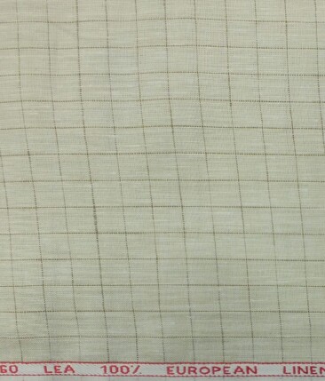 Cadini by Siyaram's Light Beige 60 LEA 100% Pure Linen Check Shirt Fabric