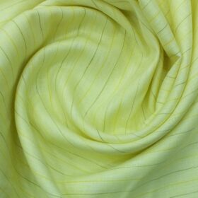 Cadini by Siyaram's Lemon Yellow 60 LEA 100% Pure Linen Striped Shirt Fabric