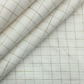 Cadini by Siyaram's Off White 60 LEA 100% Pure Linen Check Shirt Fabric