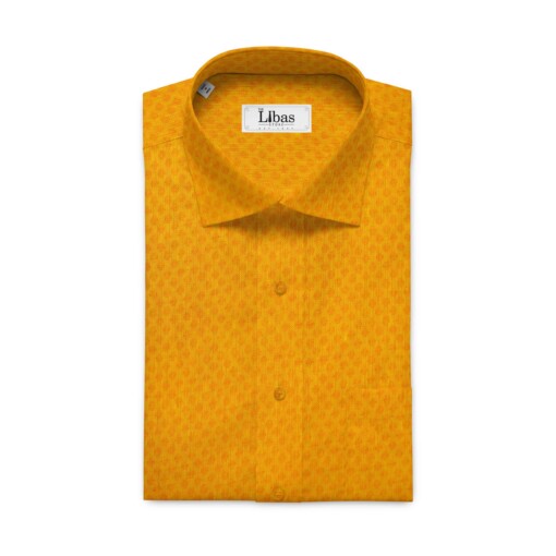 Cadini by Siyaram's Bright Orange 60 LEA 100% Pure Linen Jaquard Weave Shirt Fabric