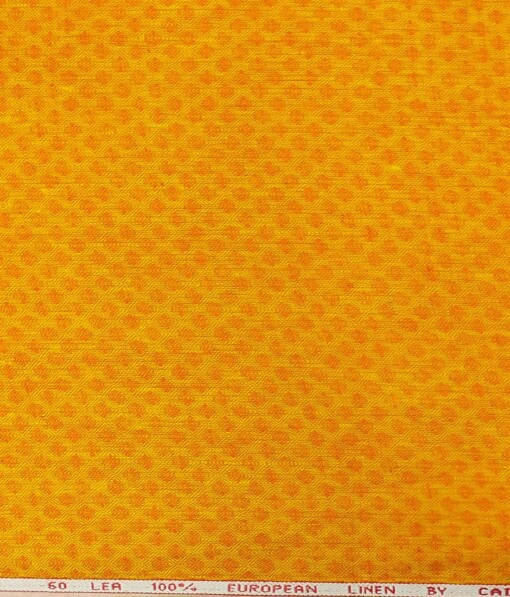 Cadini by Siyaram's Bright Orange 60 LEA 100% Pure Linen Jaquard Weave Shirt Fabric