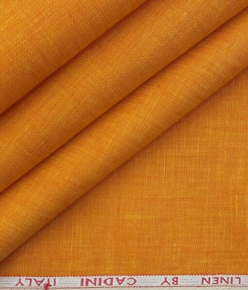 Cadini by Siyaram's  Orange 60 LEA 100% Pure Linen Shirt Fabric
