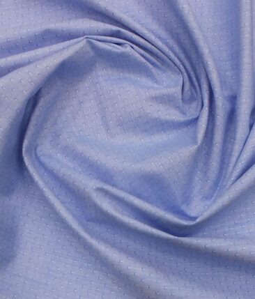 Exquisite Men's Sky Blue Cotton Chambray Weave Dotted Shirt Fabric