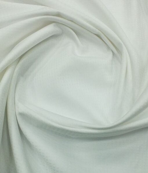 J.Hampstead by Siyaram's Men's Milky White Cotton Dobby Weave Shirt Fabric