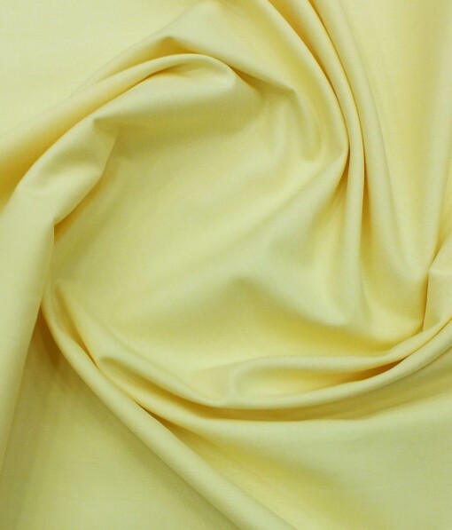Monza Men's Light Yellow Cotton Fil a Fil Weave Solid Shirt Fabric