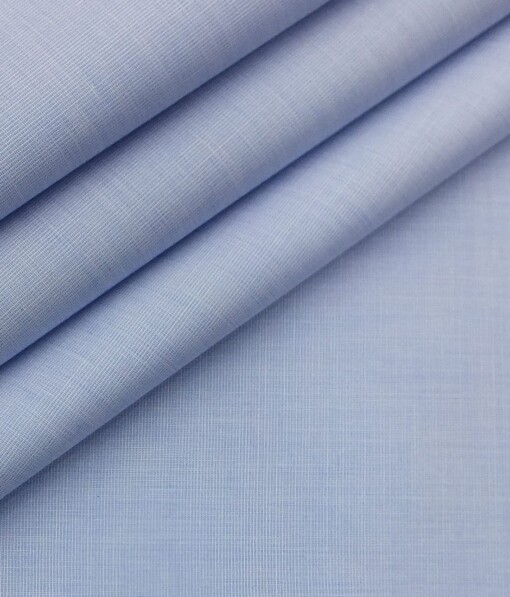 Monza Men's Sky Blue Cotton Fil a Fil Weave Solid Shirt Fabric