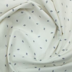 Monza Men's White Cotton  Printed Jacquard Weave Shirt Fabric