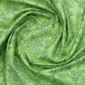 Monza Men's Light Green Cotton Floral Printed Shirt Fabric