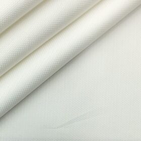 Monza Men's White Giza Cotton Jute Weave Shirt Fabric
