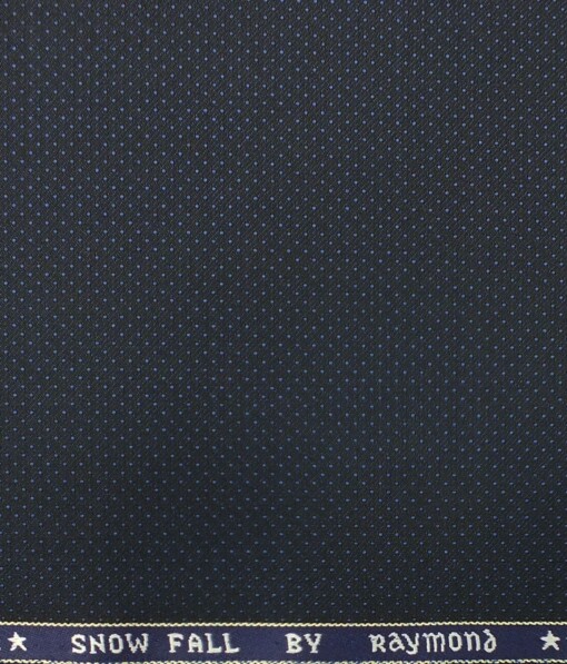 Raymond Men's Dark Navy Blue Dotted Structured Poly Viscose Party Wear Three Piece Suit Fabric (Unstitched - 3.75 Mtr)