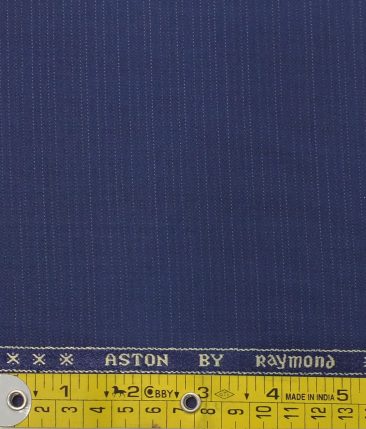 Raymond Men's Bright Royal Blue Self Design Poly Viscose Trouser Fabric (Unstitched - 1.25 Mtr)