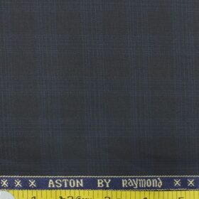 Raymond Men's Dark Navy Blue Check Poly Viscose Trouser Fabric (Unstitched - 1.25 Mtr)