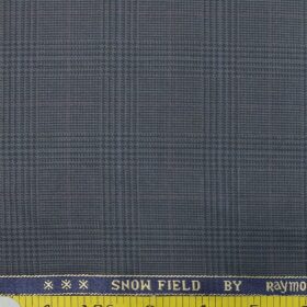 Raymond Men's Greyish Blue Self Check Poly Viscose Trouser Fabric (Unstitched - 1.25 Mtr)