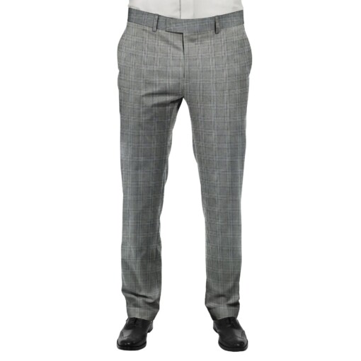 Raymond Men's Light Silver Grey Self Check Poly Viscose Trouser Fabric (Unstitched - 1.25 Mtr)
