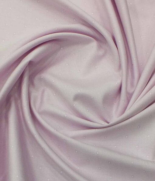 Soktas Men's Baby Pink Giza Cotton Dobby Shirt Fabric