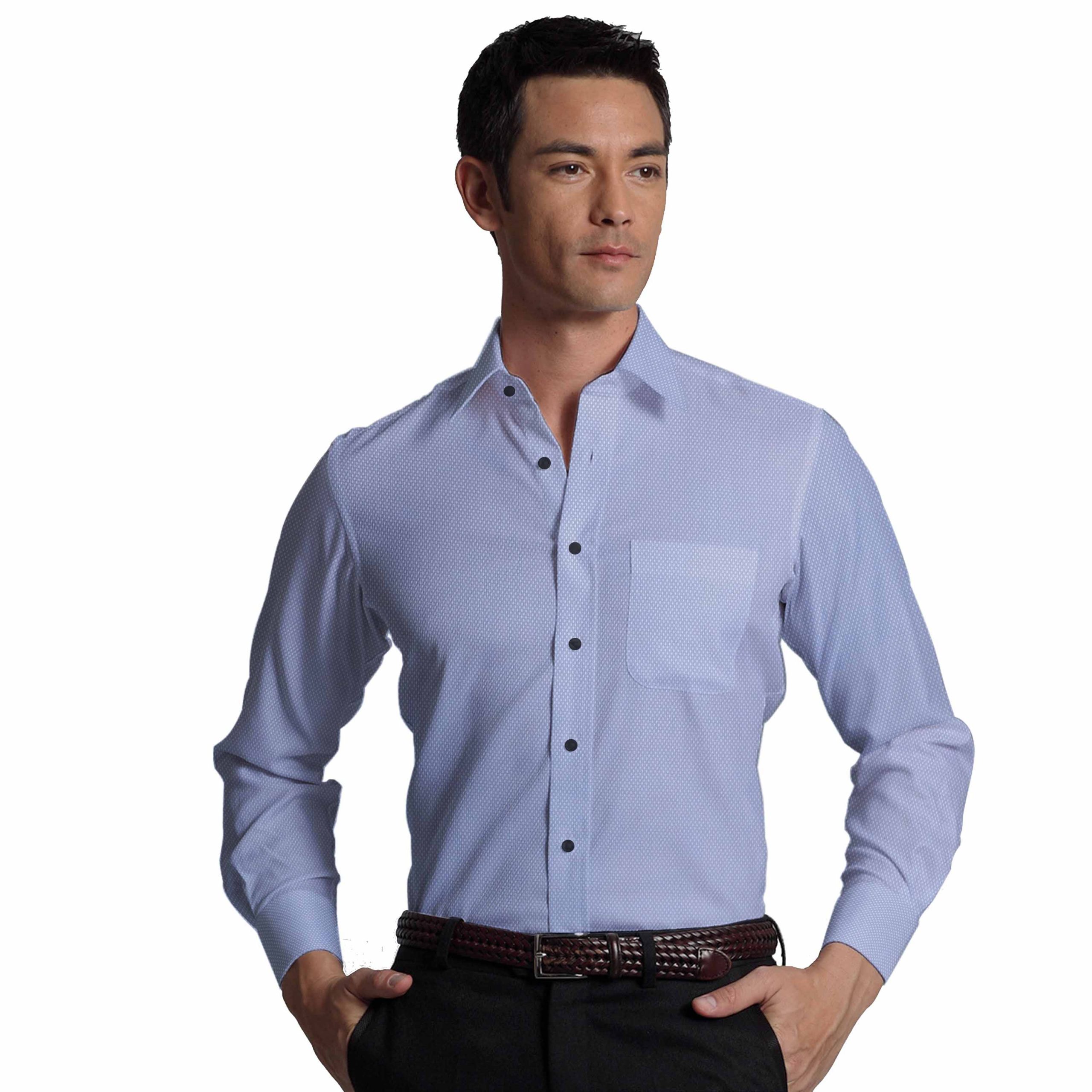 Soktas Men's Sky Blue Giza Cotton Royal Oxford Weave Structured Shirt ...