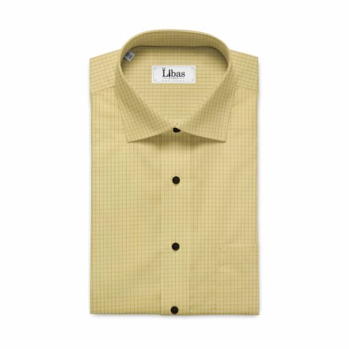Soktas Men's Canary Yellow 70's Supima Cotton Check Shirt Fabric