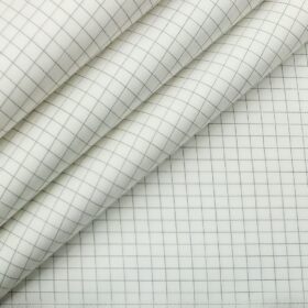Soktas Men's White & Grey Check 70's Supima Cotton Shirt Fabric