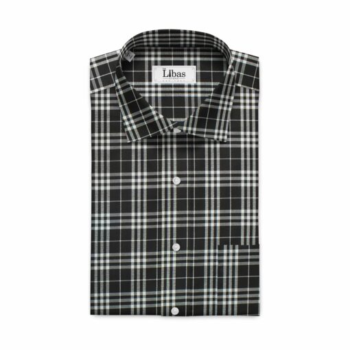 Soktas Men's Black & White Giza Cotton Burberry Check Twill Weave Shirt Fabric