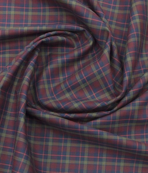 Soktas Men's Multicolor Giza Cotton Burberry Check Twill Weave Shirt Fabric