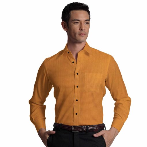 Solino Men's Bright Orange Giza Cotton Oxford Weave Shirt Fabric