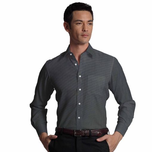 Solino Men's Dark Grey Giza Cotton Oxford Weave Shirt Fabric